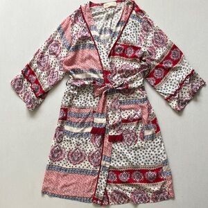 Peter Alexander Cream, Red & Blue Patterned Satin Robe